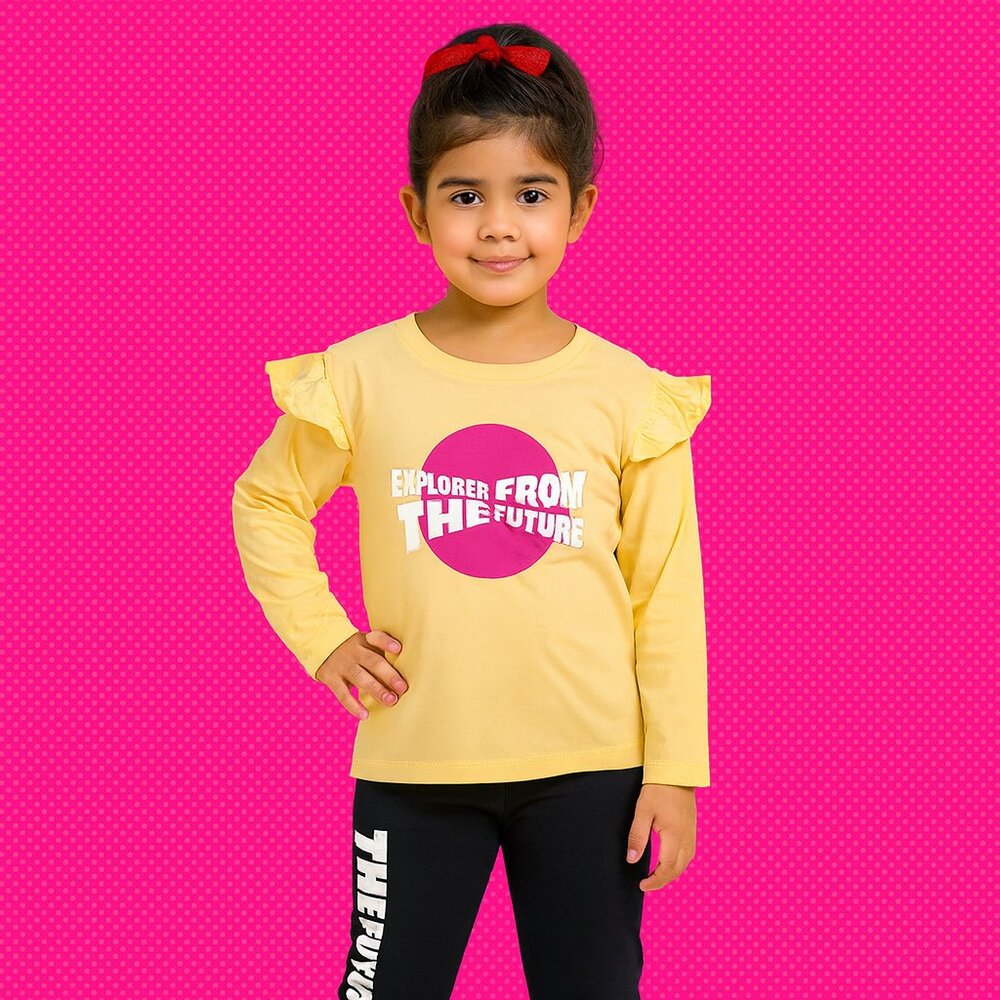 Explorer from the Future Girls Outfit | Trendy Slogan Top and Leggings - Picture 3 of 4